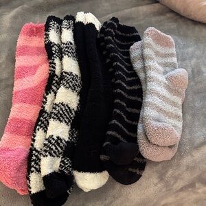 Cozy Fuzzy Socks Set - Pink, Black, Gray